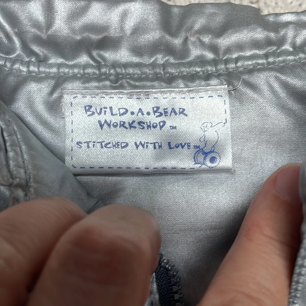 Build a Bear black denim jeans & silver puffer vest chain/pocket detail- jeans - Picture 2 of 10